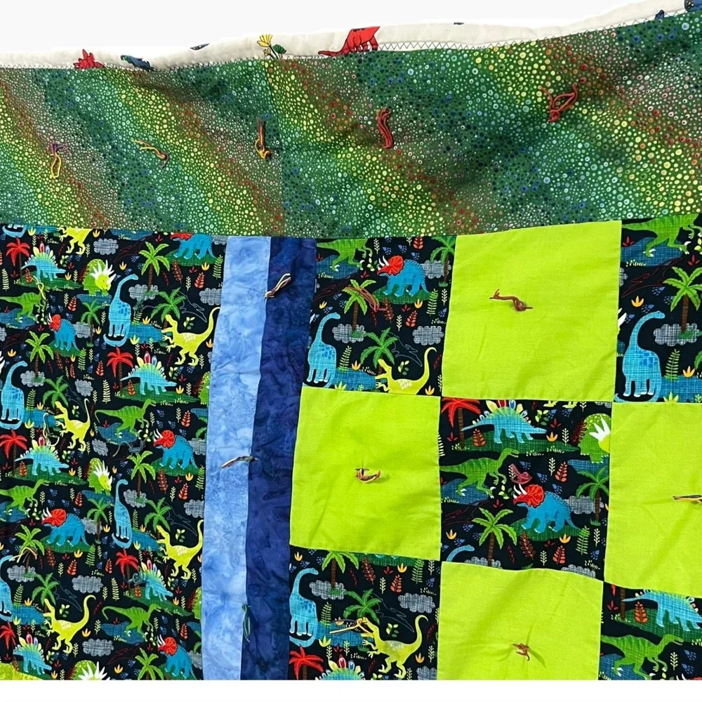 Dinosaur Patchwork‎ Twin Quilt 60x80 Colorful Kids Bedding